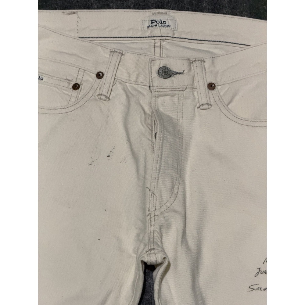 Polo Ralph Lauren The Varick Slim Straight Jeans 30x30 White Boat Button Fly - Picture 3 of 8